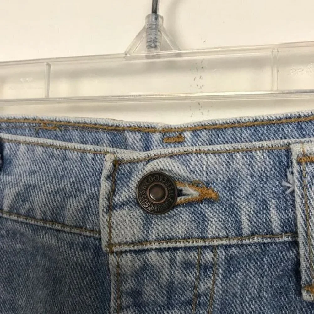 Vintage Levi's 550 Denim Hi Rise Cut Off Shorts with Rainbow and Star Patches